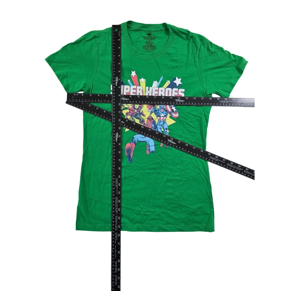 Marvel Heroes For Her Women's Green Graphic T-Shirt Spider-Man Iron Man - Picture 5 of 5